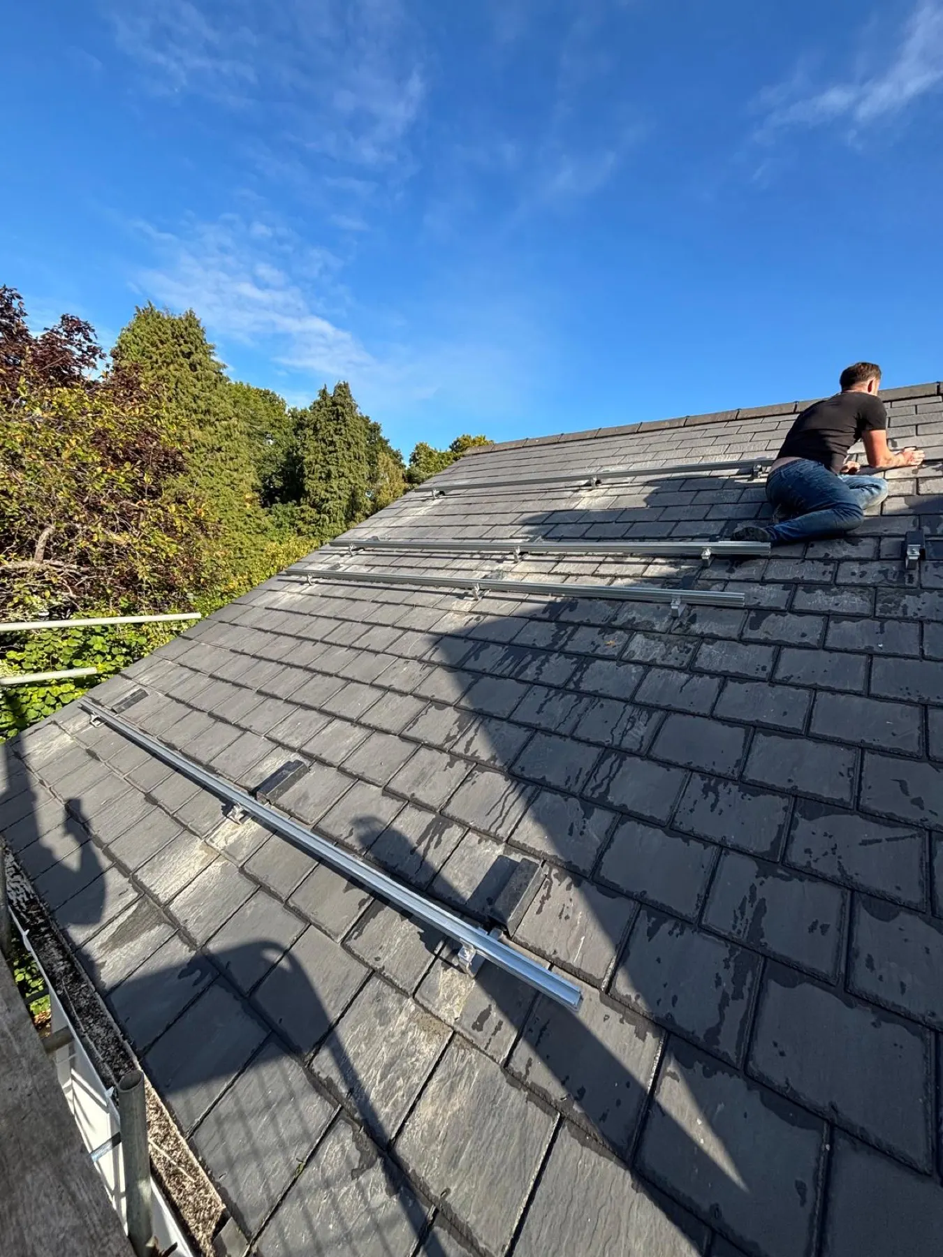 Solar panel installation on a roof in Ferndown, Dorset
