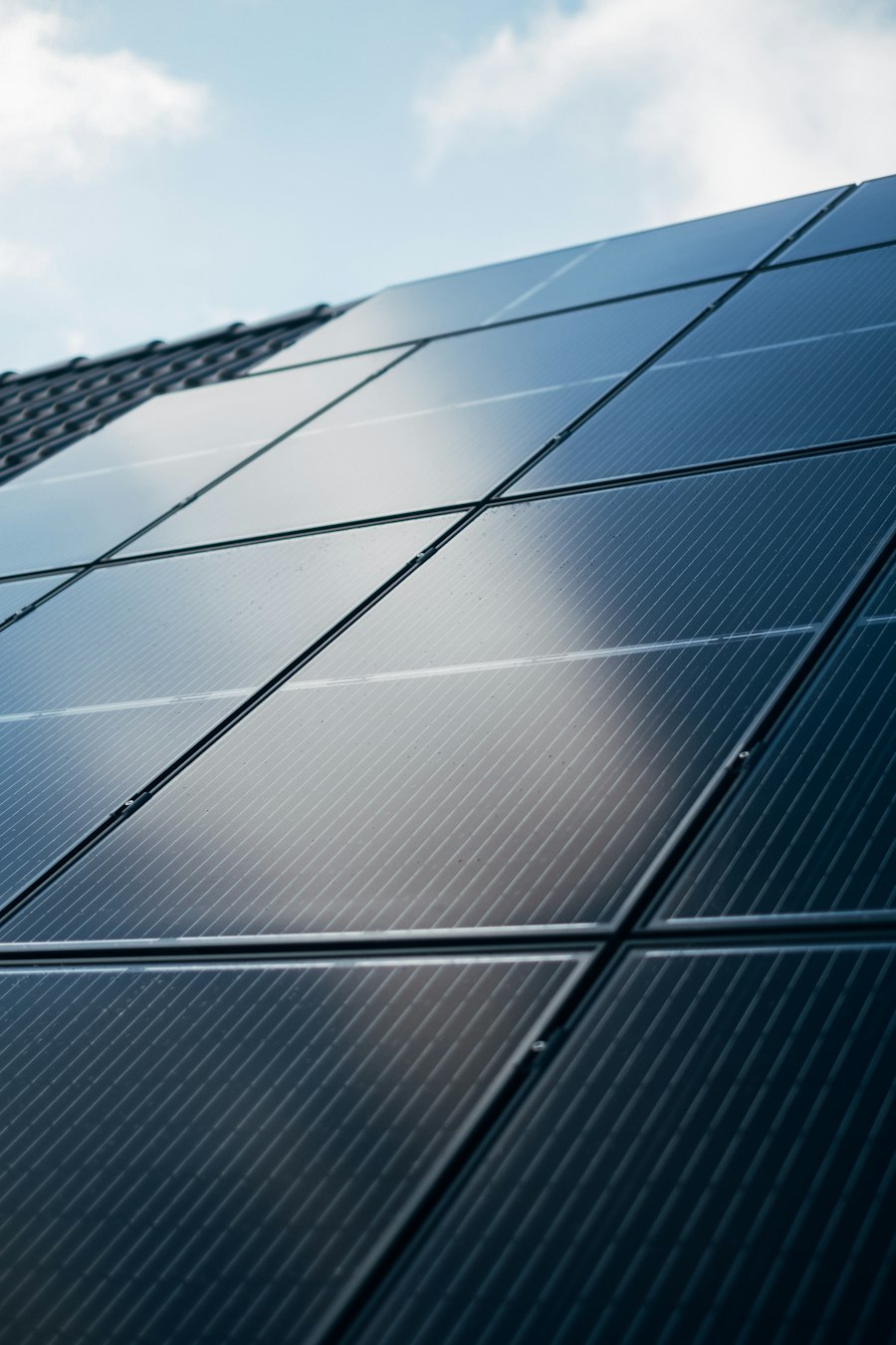 Close-up of solar panels on a roof